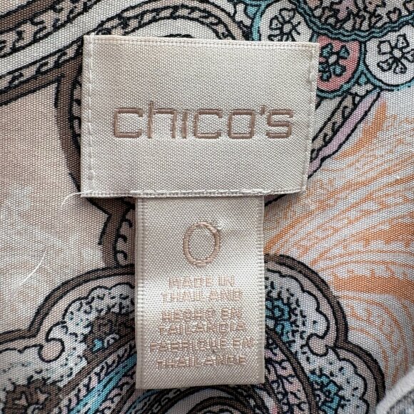 Chico’s Paisley Print Tunic – Size 0 – No Iron, 100% Cotton - Picture 3 of 8